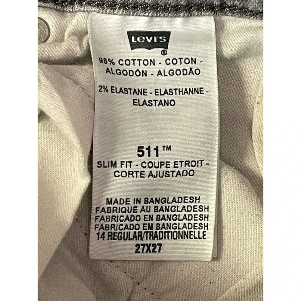 Levi’s 511 TM Slim Fit Boys Jeans Gray Size 14 REG 27x27 Cotton Blend - Picture 6 of 9